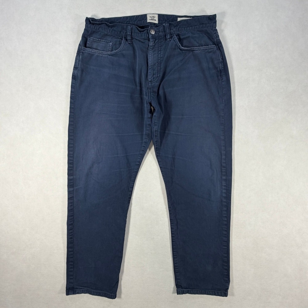 Flint and Tinder Mens 32x30 Tapered Fit Chino Pants Navy Blue Stretch